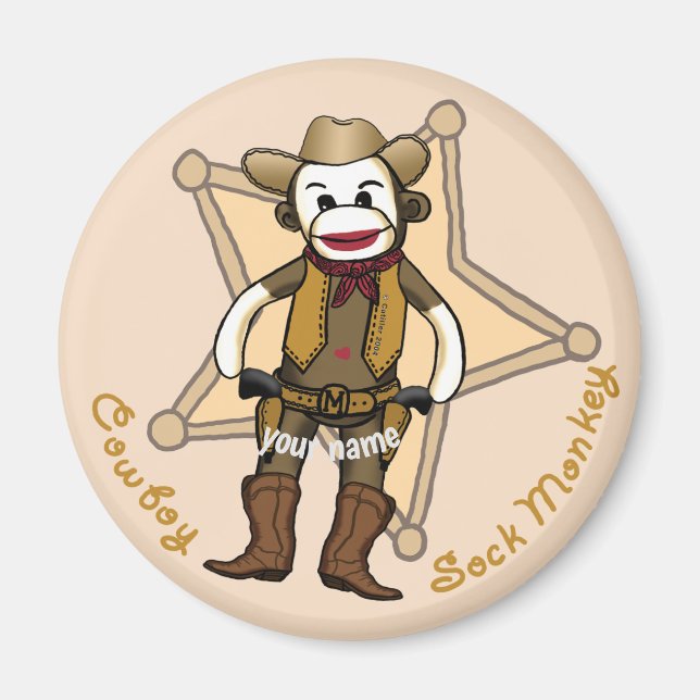 Magnet Cowboy Singe Chaussette  (Devant)