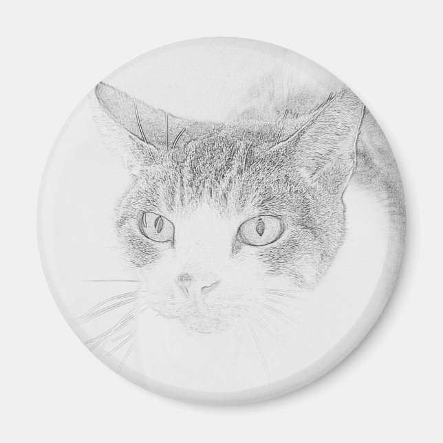 Magnet Croquis de Visage de Chat Mignon (Devant)