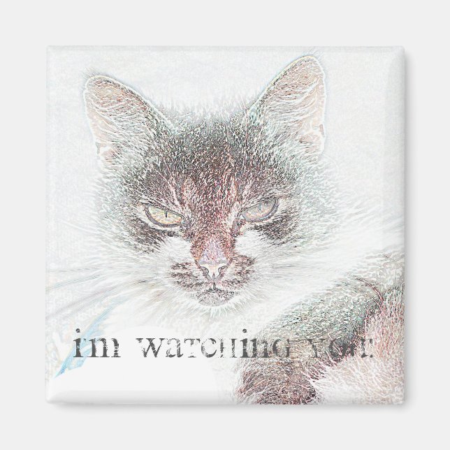 Magnet Croquis de Visage de Chat Mignon Coléreux F (Devant)