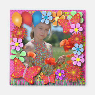 Magnet d'anniversaire : 003 papillons et fleurs