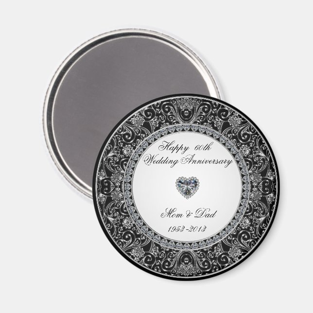 Magnet d'anniversaire du Mariage de diamant (Recto/Verso)
