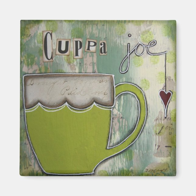 Magnet d'art "Cuppa Joe" par Nancy Lefko (Devant)