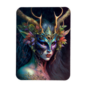 Magnet d'art Imaginaire de femme Elf Horned