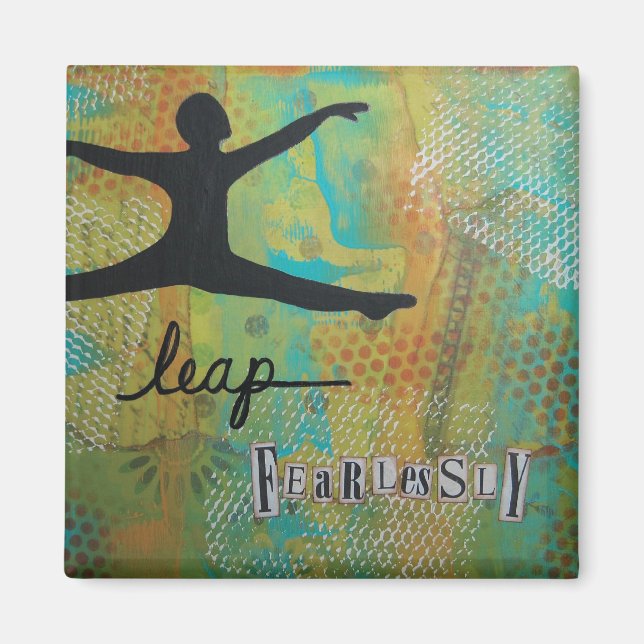 Magnet d'art "Leap Fearless" par Nancy Lefko (Devant)
