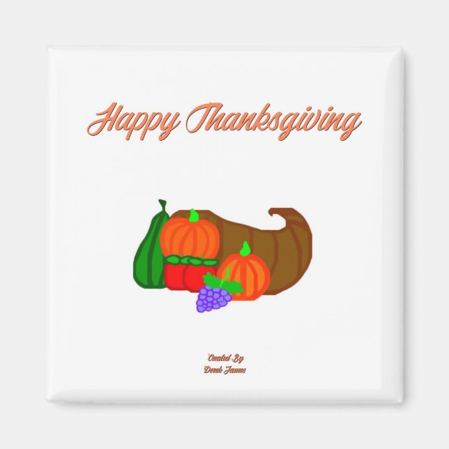 Magnet d'Carré de 2 pouces de Thanksgiving Cornuco (Devant)