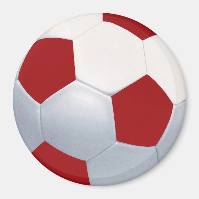 Magnet de balle de soccer rouge et blanc (Devant)