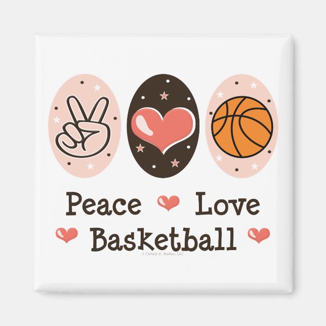 Magnet de basket-ball Peace Love (Devant)