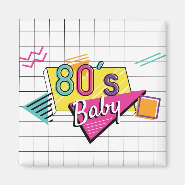 Magnet de bébé des années 80 coloré (Devant)