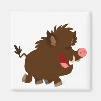 Magnet de caricature mignon à poutres de sanglier