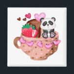 Magnet de Carré de la Saint Valentin Panda Love<br><div class="desc">Valentine's Love Panda Mug Cadeau Carré Magnet Classic Collection.</div>