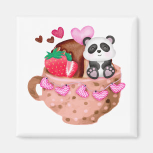 Magnet de Carré de la Saint Valentin Panda Love