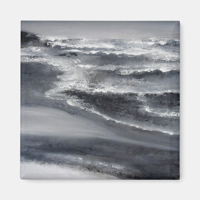 Magnet de Carrés de plage noir et blanc (Devant)
