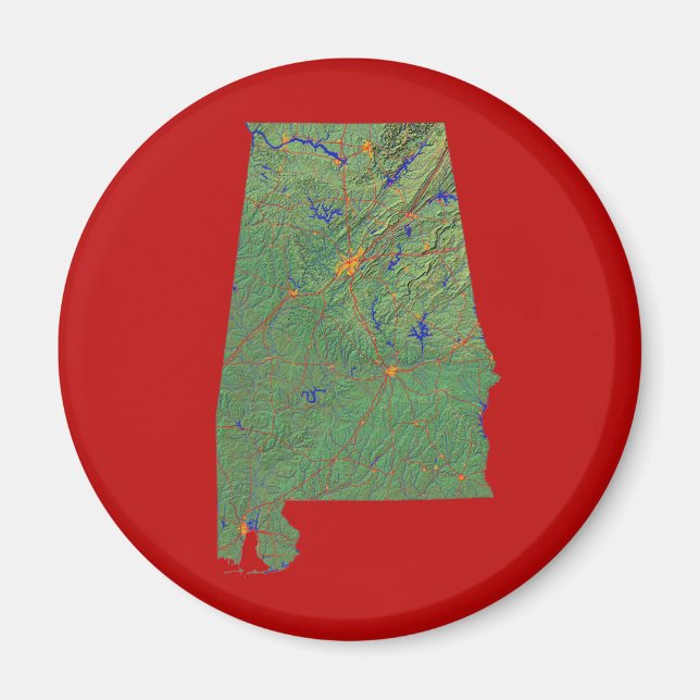 Magnet de carte de l'Alabama (Devant)