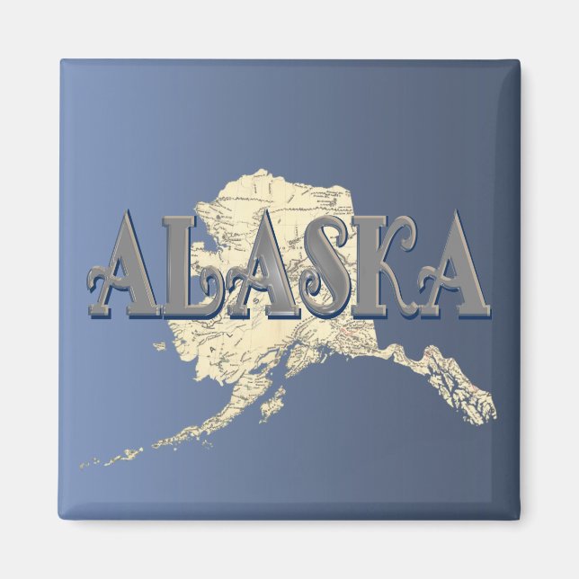 Magnet de carte de l'état de l'Alaska (Devant)