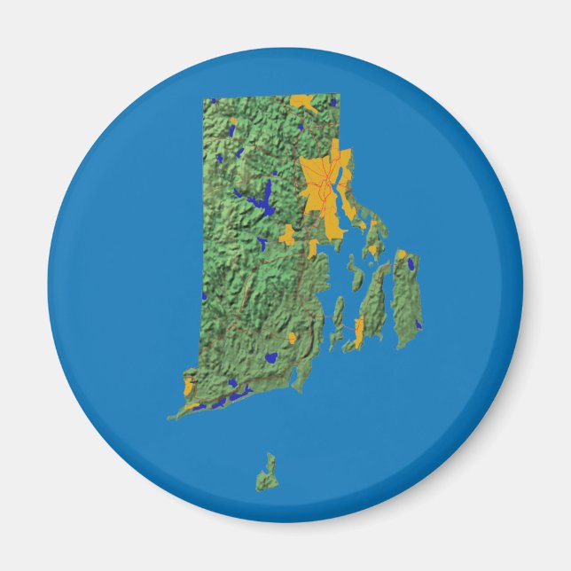 Magnet de carte de l'île de Rhode (Devant)