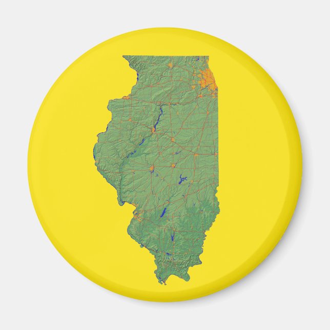 Magnet de carte de l'Illinois (Devant)