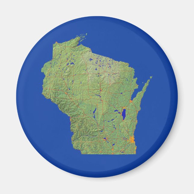 Magnet de carte du Wisconsin (Devant)