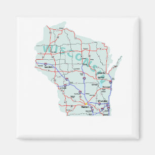 Magnet de cartes interétatiques du Wisconsin