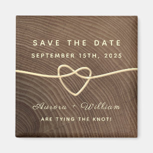 Magnet de carton de mariage en bois rustique à con