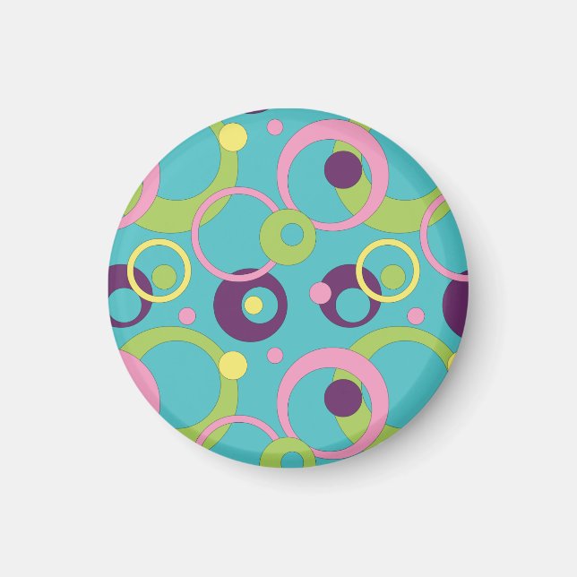 Magnet de cercles bleus funky (Devant)