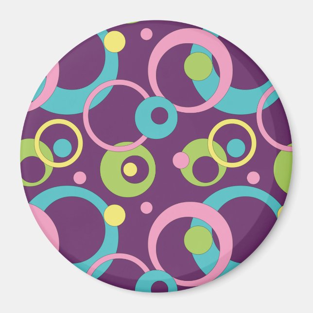 Magnet de cercles pourpres funky (Devant)