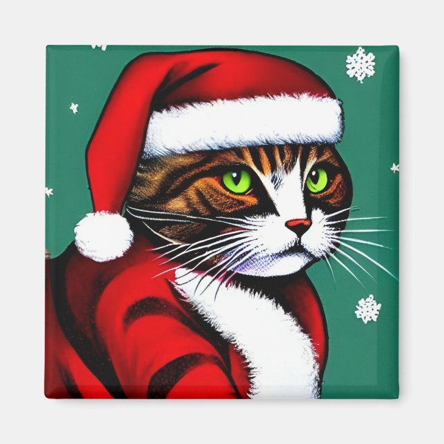 Magnet de chat de Noël (Devant)