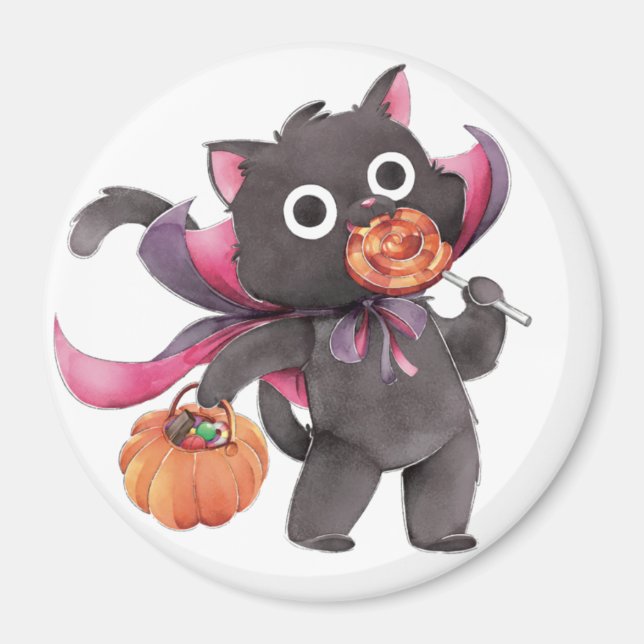 Magnet de chat d'Halloween mignon (Devant)