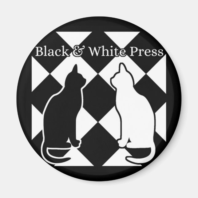 Magnet de chats de presse noir et blanc (Devant)