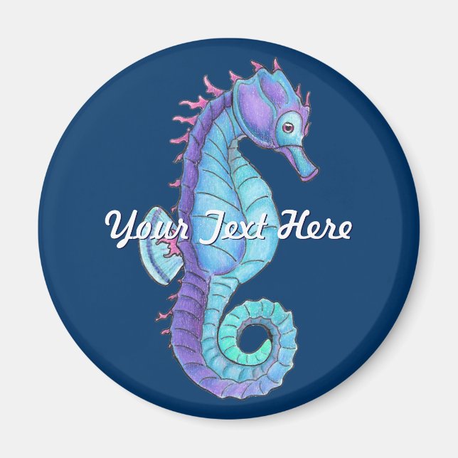 Magnet de Cheval de Mer Bleue (Devant)