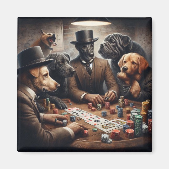 Magnet de chiens de poker (Devant)