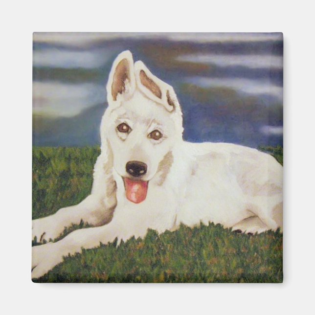 Magnet de chiot allemand blanc (Devant)