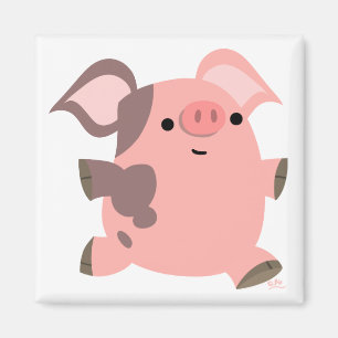 Magnet de cochon de dessin sportif
