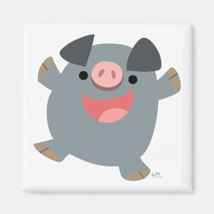 Magnet de cochon rebondissant en caricature mignon