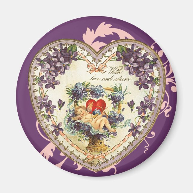 Magnet de coeur cupide victorien (Devant)