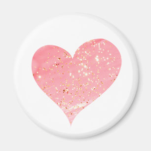 Magnet de coeur de Parties scintillant rose et or