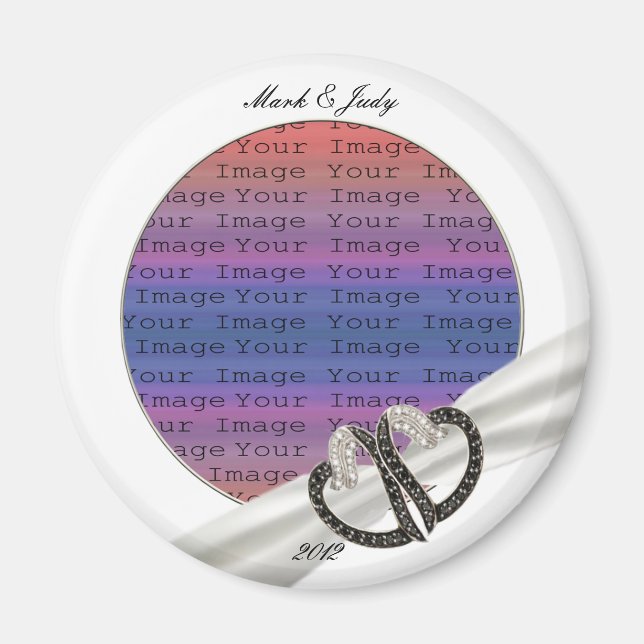 Magnet de Coeurs Diamants Noir & Blanc (Devant)