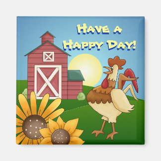 Magnet de coq de tournesol de ferme