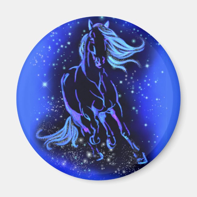 Magnet De Course À Cheval À Bleu Starry Nuit (Devant)