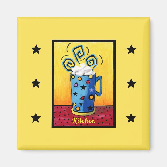 Magnet de cuisine bleu Cappuccino (Devant)