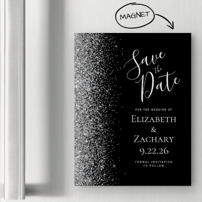 Magnet de Date à Sauvegarder Paillettes Argent Noi (Créateur téléchargé)