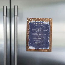 Magnet de date de mariage rustique en bois déchiré
