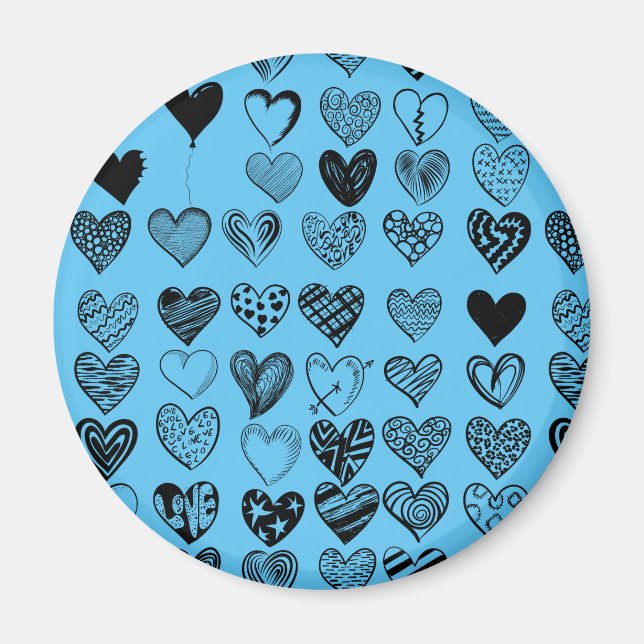 Magnet de dessin adorable de coeur noir (Devant)