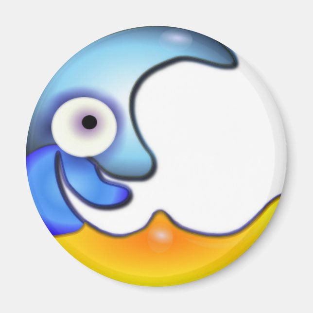 Magnet de dessin animé de la lune folle (Devant)