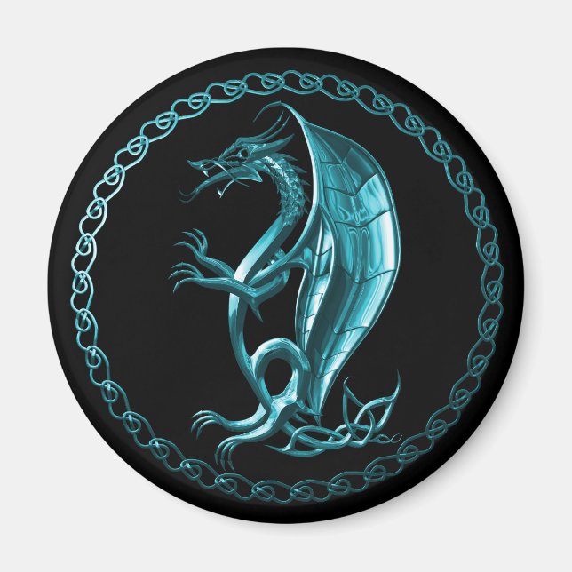 Magnet de dragon celtique bleu (Devant)
