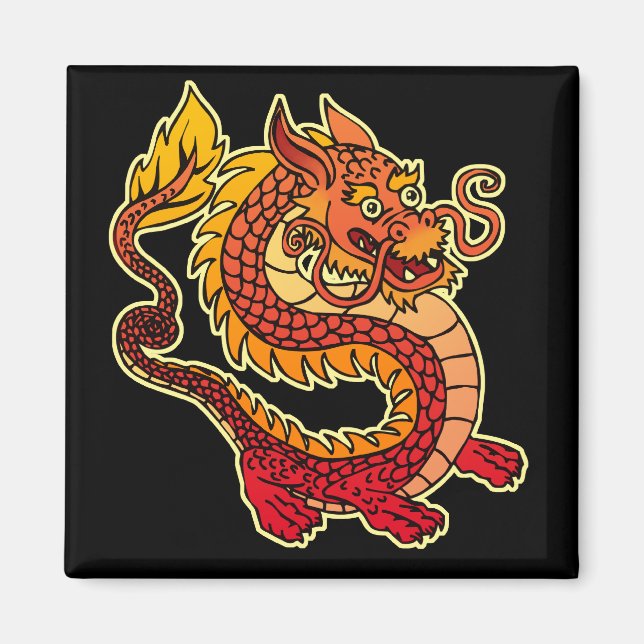Magnet de dragon chinois rouge (Devant)