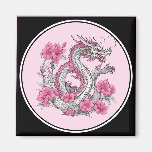 Magnet de dragon de fleurs (Devant)