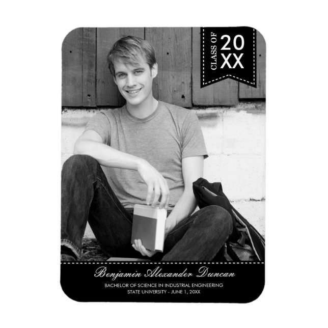 Magnet de Faire-part de graduation élégamment poin (Vertical)