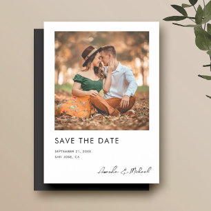 Magnet de faire-part de mariage photo minimaliste