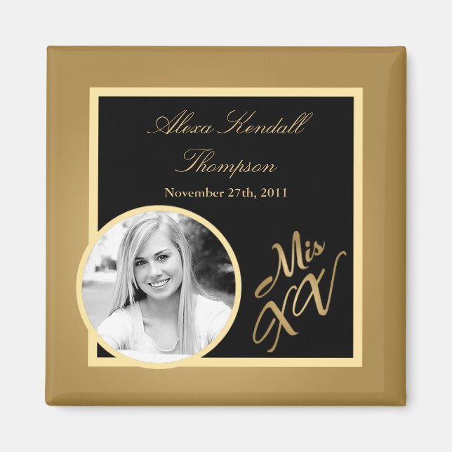 Magnet de Faire-part Mis XV de 2 po x 2 po (Devant)