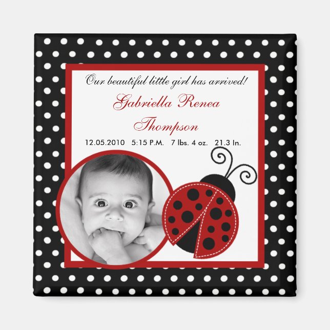 Magnet de Faire-part Red Ladybug {TBA} 2"x2" (Devant)